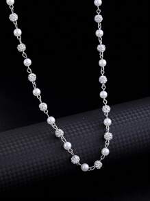 1 pièce Collier à strass et perles de style punk simple et , à porter au quotidien ou à offrir à des amis lors d'occasions spéciales