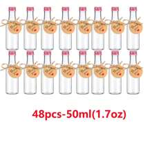 48pcs 25ml 50ml Mini Liquor Bottles Set, Mini Empty Plastic Shot Bottles, Airtight Spirit Bottle With Caps Mini Wine Bottles, Bar Party Supplies Thanksgiving, Halloween, And Christmas Are Applicable Durable Multi-Use For Juice, Sauces, Coffee