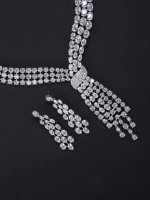 3 Stücke/Set Luxus Kubikzirconia Schmuck Halskette & Ohrringe, modische personalisierte Halskette zum Abendkleid, Valentinstag, Feiertagsgeschenk