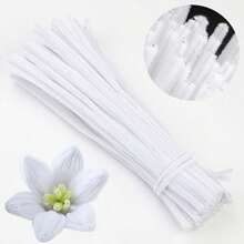 Paquete de valor de 100 piezas de limpiapipas de tela flexible de colores surtidos para suministros de manualidades y decoraciones caseras, juego de torsión con dos opciones de color, kits de flores de limpiapipas