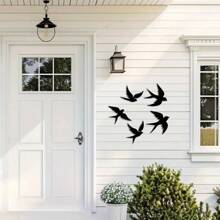 5 Stücke Vintage künstlerischer Stil Metall Vögel Wandskulpturen, aus geschmiedetem schwarzem Eisen, elegante fliegende Vogelsilhouetten Wandkunst, wetterfestes Design für Innen- und Außendekoration, ideal für Wohnzimmer, Schlafzimmer, Garten, Terrasse, Balkon und andere Wanddekorationen, perfektes Geschenkidee!