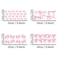 4 Stücke/Set Rosa Schleifen-Schleifendesign UV DTF - Wasserfest & Kratzfest für 16oz Gläser und Flaschen, 3D Kristall Klar Vinyl Wrap - Perfekt für DIY Basteln & Dekorationen