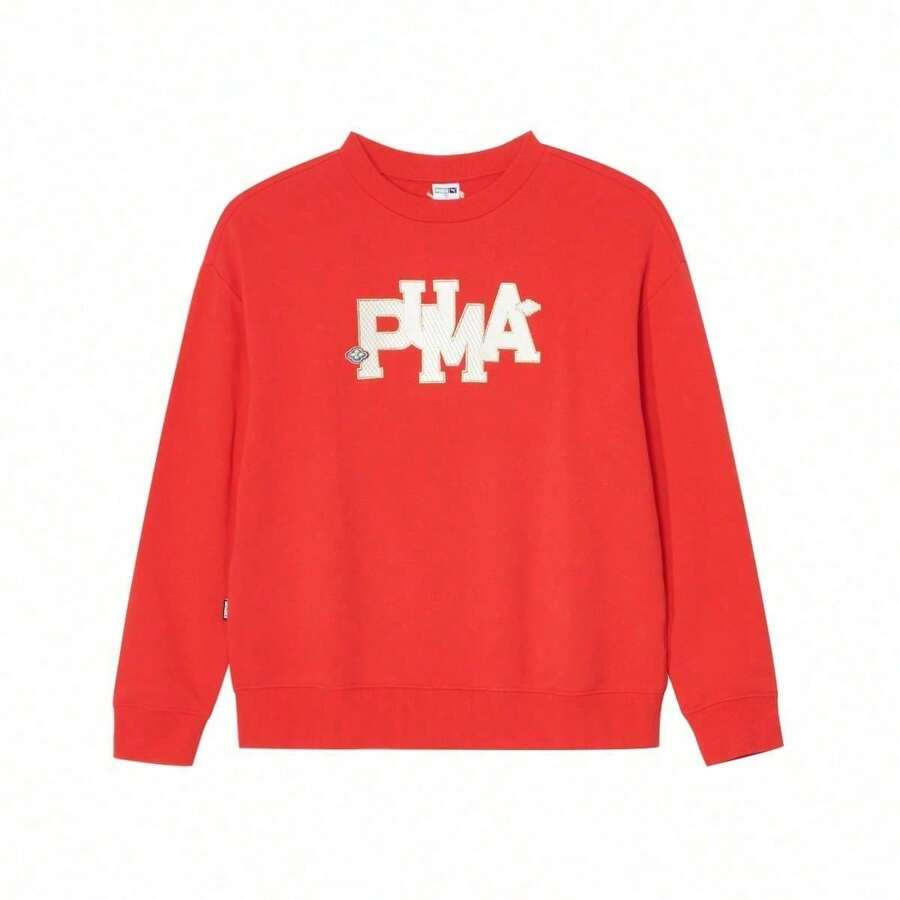 Puma 【加大码】春节宽松圆领卫衣,刺绣Logo,女士休闲运动舒适长袖卫衣 62583911 - 紅色 - 查看 1