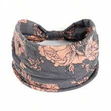 1 Stück Bohemian Stil Frauen Blumen-Muster verdrehtes elastisches Stirnband, breites dehnbares rutschfestes Haartuch für Damen Yoga Make-up Workout, für alle Jahreszeiten, Polyester Faser Turban Stirnband