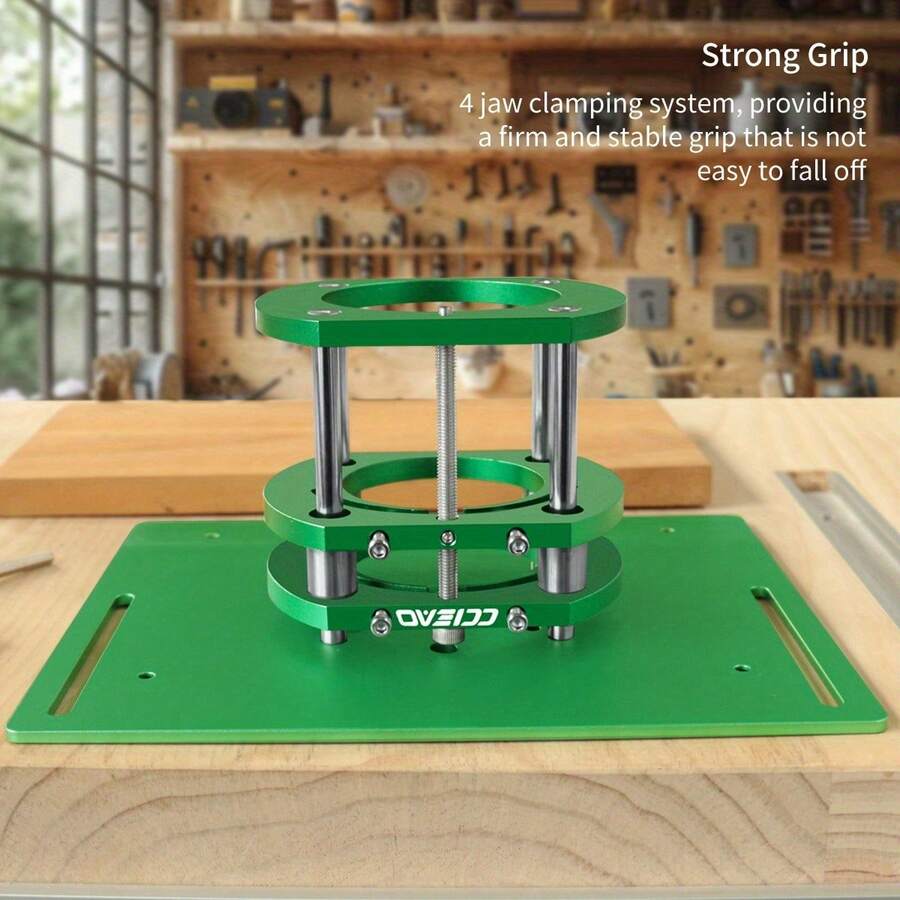 CCIEAO 65mm Motors Router Lift With 4-Claws Strong Gripping - Router Inverted Flip Board ,Supporting Aluminum Alloy Router Plate 240*200mm Green Plate And Fence,180° Miter Gauge - Green - View 1