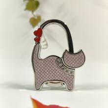 1pc Cute Cat Design Foldable Handbag Hook - Chic Aluminum Alloy Purse Table Hook With Shiny Rhinestone Accent, A Gift For Cat Lovers,Portable Metal Bag Holder For Stylish Accessory Lovers,Schoolbag Backpack Handbag Accessories,Christmas Gift