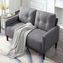 Nivtlpre Modern Compact Loveseat Sofa - Space-Saving Design With Durable Wood & Iron Frame, 6 Color Options - Light Grey - View 2