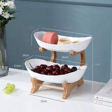 Coupe à fruits multicouche en bambou et bois, plateau de service moderne et créatif pour desserts et collations, décoration élégante pour le comptoir de cuisine à la maison