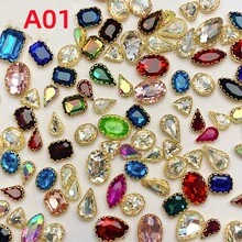 40 Pieces Mixed Colors Rhinestone Embellishments With Golden Claw, Glass Sew-On Gems For DIY Fashion Clothing, Shoes, Hats, And Bags Decor - Multicolor - View 4