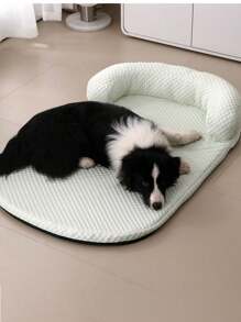 1 Pc Green Summer Cooling Pet Mat, Silky Cool Soft Cushion With Pillow For Cats And Small/Medium Dogs