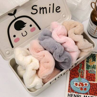 New Autumn Winter Plush Hair Scrunchies For Women, Korean Style, High Elasticity, Versatile Fluffy Hair Tie Accessories – Random Color, Hair Accessory ,Hair Accessories, Scrunchy Hair Ties