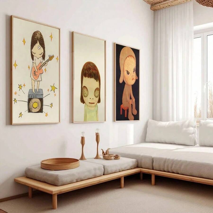 1 pieza Póster clásico vintage de las muñecas sonámbulas de Yoshitomo Nara, impresión artística para decoración de habitación, con opción de marco