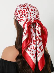 1pc 35.4 Inch Square Scarf, Fashion Printed 90cm Scarf Shawl Neckerchief Luxury Silk Feeling For Women, All Season