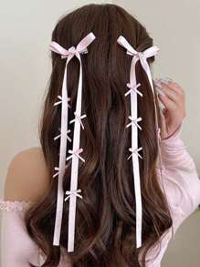 2pcs Elegant Bow Ribbon Hair Clips, Y2K Ballet Ribbon Hairpins, Sophisticated Lady Accessories Suitable For Any Occasion