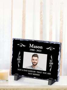 Individuelle Gedenktafel, personalisierter Steinrahmen mit Fotos und Text, menschlicher Grabstein, Geschenk für den Verlust eines geliebten Menschen, Grabschmuck (6/8 Zoll)