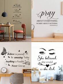 1pc Inspirational Wall Stickers Quotes Letter Wall Art Stickers Motivational Removable Wall Decor Positive Word Butterfly Decals Peel And Stick For Bedroom Living Room Back To School Supplies, Black Wall Stickers, Wall Decal, Vinyl Decal For Home Decorations, Rama Decoration Stickers Gifts Birthday Graduation