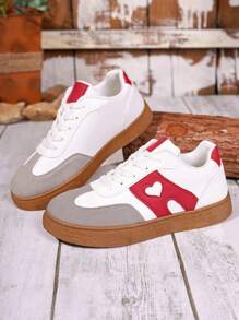 Contrast Color Preppy Casual Office 2025 Spring Summer Autumn New Sports Shoes Casual Shoes Versatile Breathable Comfortable Lace-Up Women's 2025 Summer Rubber Low-Top