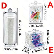 3 件套棉签架套装、透明塑料收纳盒、时尚浴室收纳盒（可收纳化妆棉、棉签、牙线棒、棉签分配器、浴室罐、透明塑料罐、化妆品收纳盒、浴室配件、家庭收纳和收纳用品）