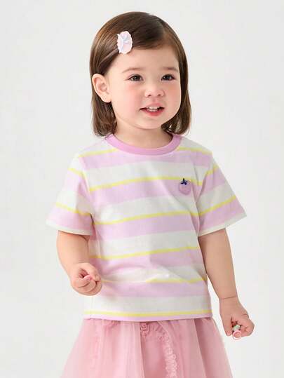 mini bala Kids' Skin-Friendly Anti-Deformation Colorful Short Sleeve T-Shirt, Summer