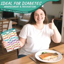 GIURKUU 3 Pcs Diabetes Food List Chart, Printable Healthy Diabetes Meal Guide Brochure, Diabetic Meal Planner For Diabetics Type 1 With Serving Size, Glycemic Index (GI), Protein, Carbs, Calories