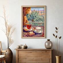1 pièce Affiche canevas de thé arabe vintage, art déco classique sans cadre, impression murale à l'encre, convient pour le salon, la chambre à coucher, le bureau à domicile, la cuisine, la salle à manger, la décoration intérieure et extérieure