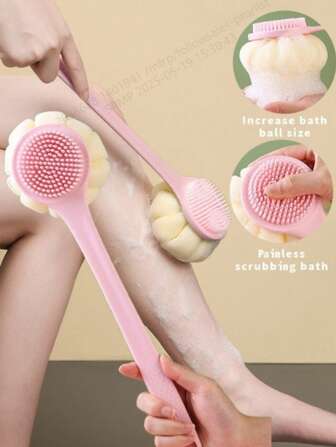1pc Body Scrub Paste, Loofah Nylon Soft-Bristle Silicone Shower Brush, Soft-Bristle Back Cleaning Pad