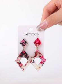 1 par de pendientes de resina elegantes y con diseño geométrico, apropiados para mujeres para citas, fiestas y uso diario