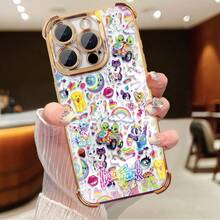 [With Lens Protection] 1 Pc Cartoon Icon Pattern Airbag Drop Protection Case With Airbag Drop Protection On All Corners For All Apple Phone Models For Apple 11/12/13/14/15/16/Pro/Plus/Pro Max/16e /S22/S23/S24/S22+23+24+/ULTA/FE Phone Cases