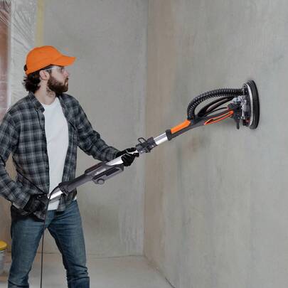 Drywall Sander, 800W Brushless Motor Electric Sander, Variable Speed 1000-2300 RPM Wall Sander, Foldable Ceiling Sander With Double-Deck LED Lights, Extendable Handle, 12 Sanding Discs