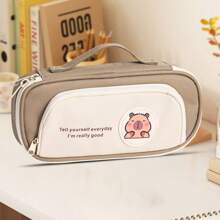 High-End Large-Capacity Pencil Case Simple Multifunctional Bear School Office Storage Stationery Items Multifunctional Canvas Pen Bag Zipper Pencil Case For School, Back To School, School Supplies, Pencil Pouch, School Bag