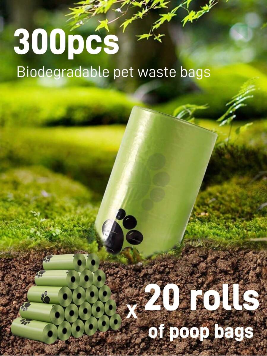 300pcs/20Rolls Dog Poop Bags, Leak Proof Pet Waste Bag For Dog Outdoor Walking