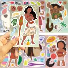 Disney 8pcs Disney Moana Face Collage Stickers Decorative DIY Phone Case Laptop Skateboard Computer Funny Gift Waterproof Sticker