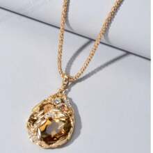 1 Stück modische goldfarbene Halskette mit tschechischen Strass & Edelsteinen