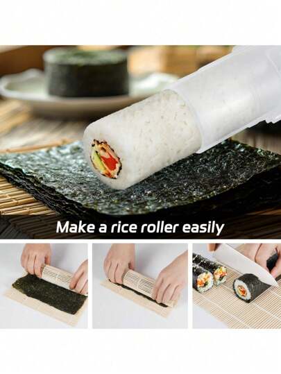 Sushi Making Kit, 2 Pieces Sushi Bazooka Maker, Bamboo Sushi Roller Mat, Bamboo Mat, Nigiri Mold, Rice Ball Mold, DIY Sushi Roller Machine, Sushi Making Beginner Set, DIY Sushi Party Favors, Kitchen Accessories, Kitchen Utensils.