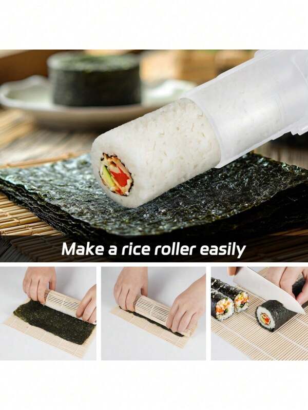 Set per realizzare sushi, 2 pezzi di sushi bazooka maker, stuoia in bambù per arrotolare il sushi, stampo per nigiri, stampo per palline di riso, macchina per arrotolare il sushi fai-da-te, set per principianti per sushi fai-da-te, gadget per feste di sushi fai-da-te, accessori da cucina, utensili da cucina.