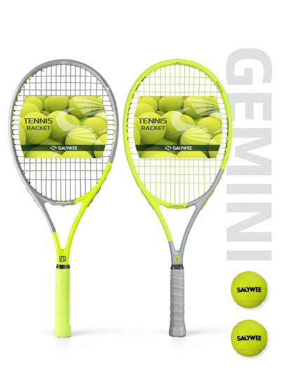  US Stock Fast Shipping | [SALYWEE Gemini] Pro-Grade Carbon Fiber & Aluminum Tennis Racket - Upgraded Premium Design | 6 Colors (High-Visibility Fluorescent Options) | Lightweight Durable Performance For Adults Players | Arm-Friendly Shock Absorption