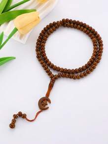 1pc Men's Arabic Crescent Moon Beaded Bracelet/Prayer Beads, Fashionable Jewelry For Everyday Wear