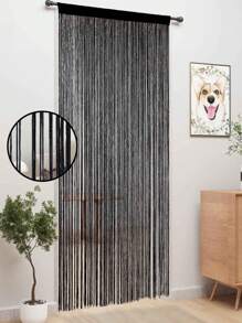 1pc Black Fringe Valance Curtain, Boho Tassel Door Curtain, Room Divider Backdrop For Party, Wedding, Kitchen, Hallway Decor