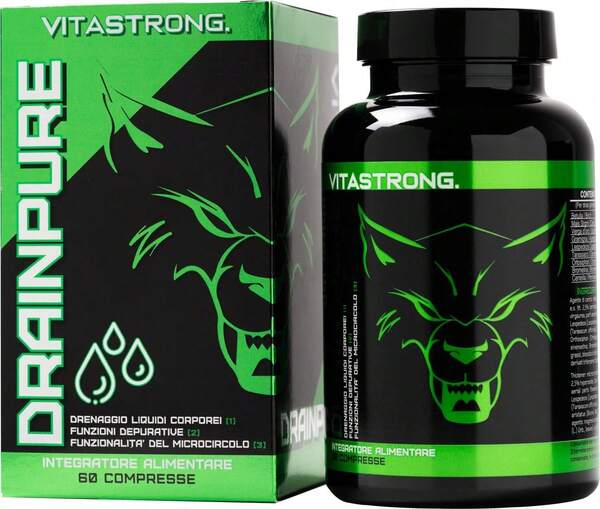 Vitastrong Drain Pure Day Schlankheits- und Entwässerungstabletten – Premium-Komplex mit 9 Inhaltsstoffen, 60 vegane Tabletten mit reinigender und harntreibender Wirkung