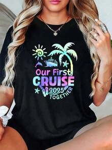 Lover T-Shirt -100% Cotton Graphic Tees Women,Summer TopsSummer Casual Loose T-Shirt New Retro And Fashionable T-Shirt-5164-YHHCN TRADING LIMITED - Black - View 1