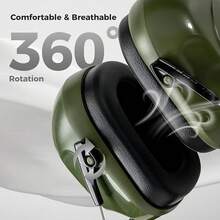 Orejeras contra Ruido, Protector Auditivo NRR 28 dB Cancelación de Ruidos Profesional Earmuff para Protección del Oído en Campo de Disparo Temporada de Caza y Lugar Ruidoso -Negro - Verde militar - Ver 5