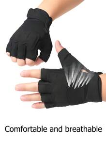 1 par de guantes sin dedos negros, guantes tácticos sin dedos transpirables y ligeros para actividades al aire libre como tiro, caza, conducción de motocicleta y escalada.