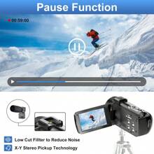 Nicamery Videocámara Full HD 1080P 36.0MP con pantalla IPS rotativa de 3.0 pulgadas, zoom digital 16X, incluye tarjeta de memoria de 32GB y 2 baterías (negro)