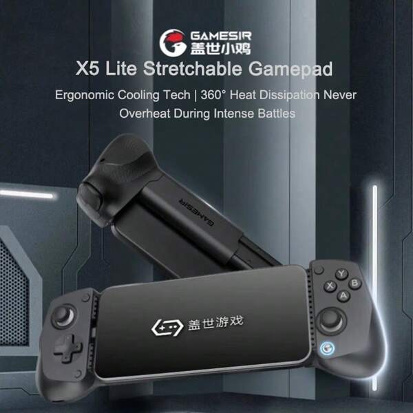 GAMESIR Mando para juegos X5 Lite | Joystick de efecto Hall para control de precisión + botones de silicona elástica | Puerto de conexión rápida tipo C | Agarre ergonómico antideslizante | Experiencia de juego a nivel de consola Black