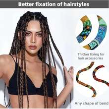 4 Pieces Spiral Lock Hair Tie For Dreadlocks Iron Wire Embedded Bendable Ponytail Holders Long Dreadlock Accessory For Women Men With Thick Curly Hair - Set of 4 - 查看 7