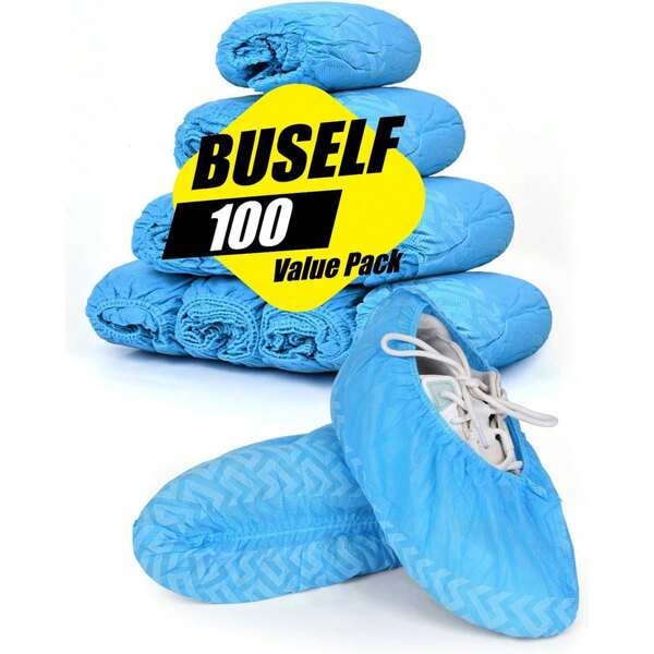100 Count Shoe Covers Disposable Non-Slip, Premium Cloth Boot Covers, Slip-Resistant, Breathable,