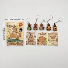 1pc/3pcs Cute Capybara Keychain Toys, Blind Box, Lovely Backto School Gifts, Each Contains A Collectible Capybara Card, Birthday Party Favors, Cartoon Doll Pendant, Small Party Supplies