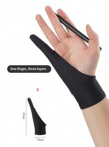 Finego 1/2/3 piezas Guante de dibujo de artista, guantes de pintura de dedos, guantes de mano derecha e izquierda para tableta gráfica de arte digital, iPad, dos dedos con elasticidad suave y transpirable para lápiz óptico, lápiz, boceto, pintura, útiles de oficina y escuela, suministros de pintura y dibujo, guantes de dibujo, regalos creativos, regreso a la escuela, útiles escolares