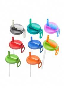 1/4/8pcs Colored Soda Can Lid (With Straw), Silicone Straw Soda Can Lid, Straw Soda Can Lid, Soda Preservation Lid, Reusable, Shock-Resistant And Wear-Resistant, With Handle For Convenient Carrying When Going Out, Suitable For Most People, Outdoor Picnic And Camping, Soda, Beverage, Juice, Sparkling Water Can Lid (Please Install According To The Steps To Prevent The Straw From Falling Off), Party, Festival, Gift