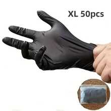 20/50/100 只黑色一次性丁腈清洁手套，适用于家庭清洁、办公室清洁、纹身、美容院等清洁用途 - 黑色 - 查看 11